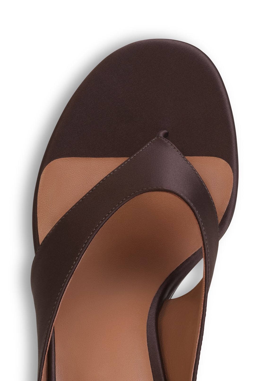 CUBE THONG MULES IN SATIN ALAÏA DARK BROWN CUBE THONG MULES IN SATIN